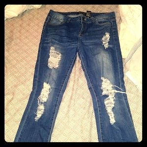 Woman's destressed jeans
